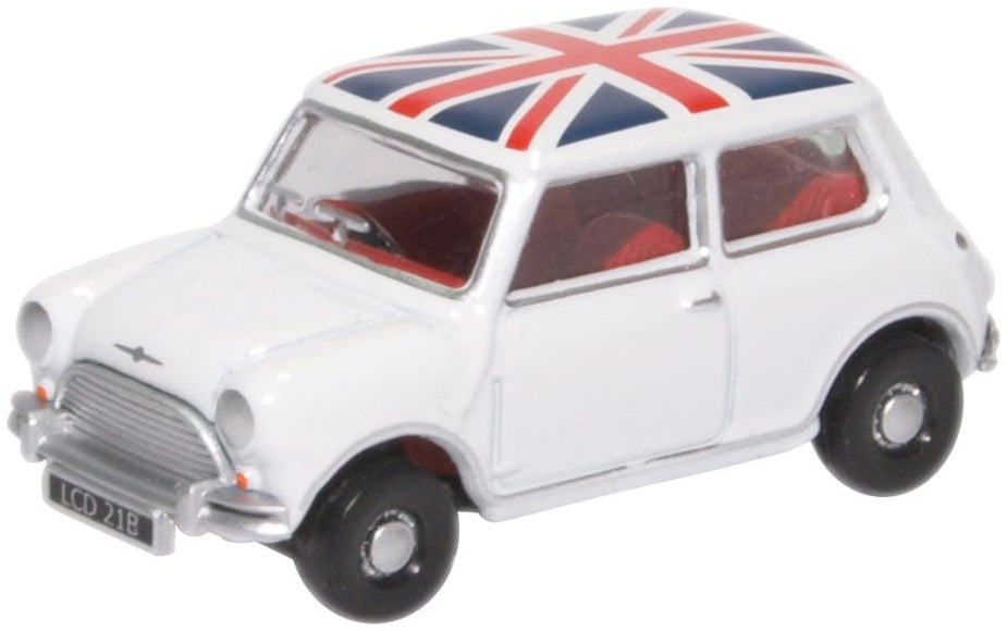 Austin Mini Cooper White Union Jack 1:76 Scale Diecast Car – Oxford Diecast