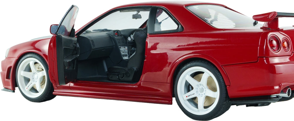 Nissan Skyline GT-R (BNR34) w/NISMO Parts Red 1999 1:18 Scale Diecast Car – Solido
