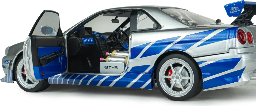 Nissan Skyline GT-R (BNR34) 2Fast 2Furious Brian 1:18 Scale Diecast Car – Solido