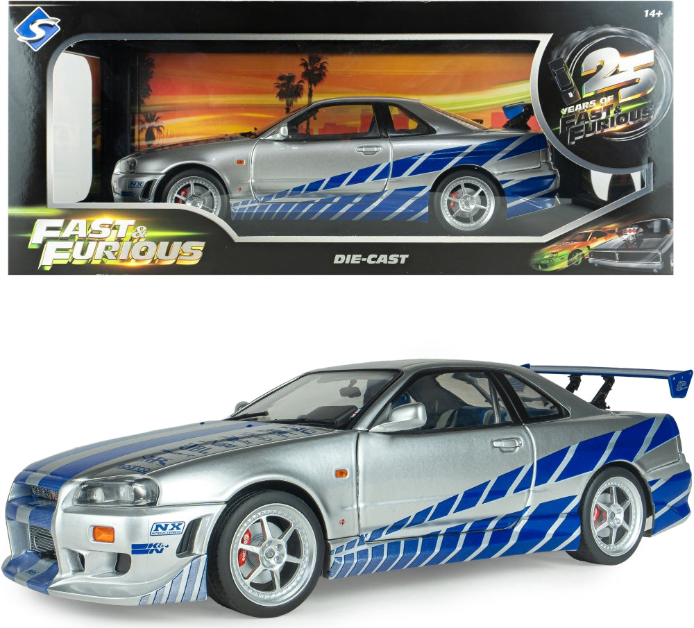 Nissan Skyline GT-R (BNR34) 2Fast 2Furious Brian 1:18 Scale Diecast Car – Solido