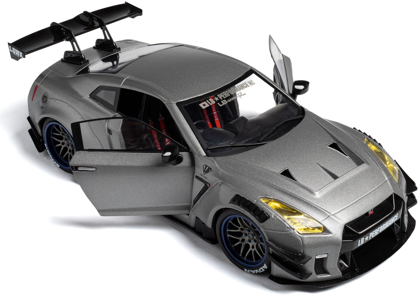 Nissan GT-R (R35) w/Liberty Walk Body Kit 2.0 Silver 2023 1:18 Scale Diecast Model Car – Solido