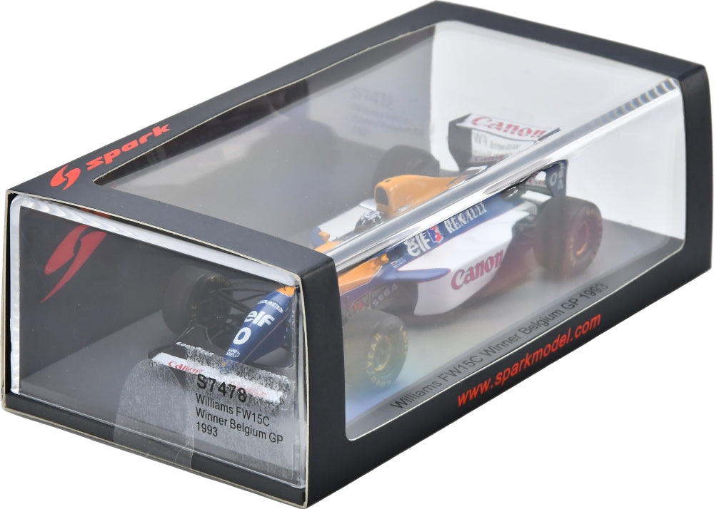 Williams FW15C #0 Winner F1 Belgian GP 1993 Damon Hill 1:43 Scale Resin Car – Spark