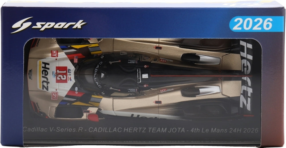 Cadillac V-Series.R Hertz Team Jota #12 4th Le Mans 24H 2026 Lynn/Stevens/Nato 1:43 Scale Resin Car – Spark