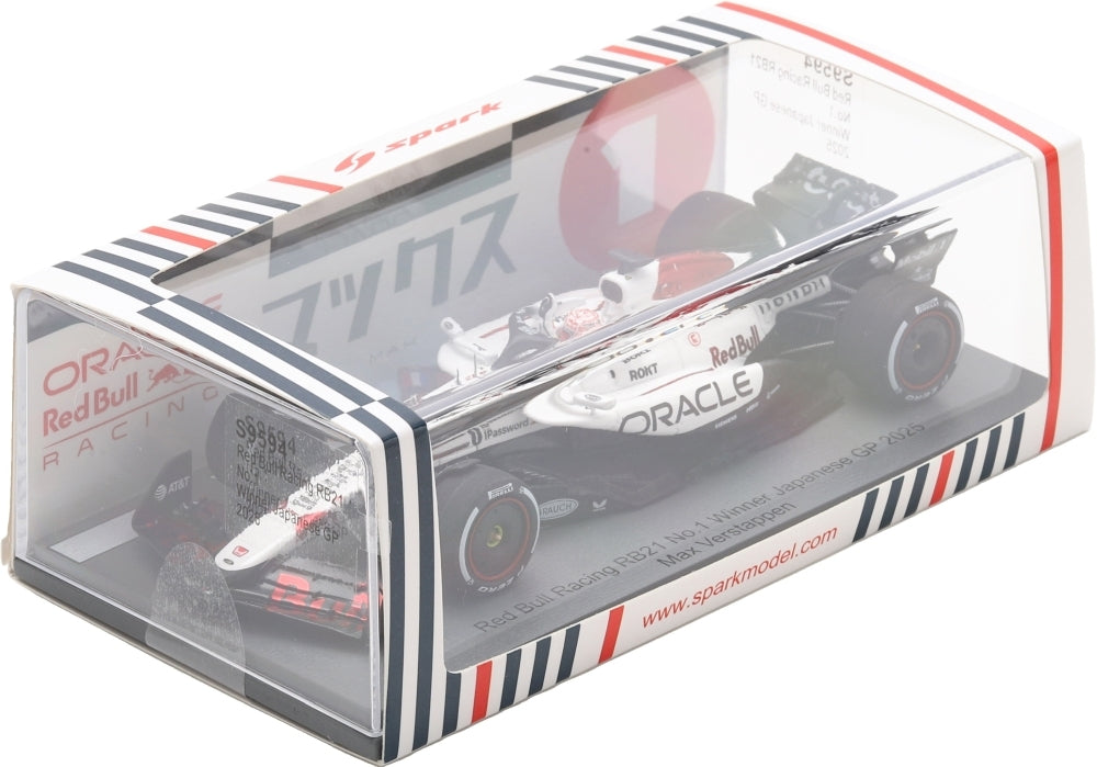 Oracle Red Bull Racing RB21 #1 1st Japanese GP 2025 Max Verstappen w/Pit Board 1:43 Scale Resin Car – Spark