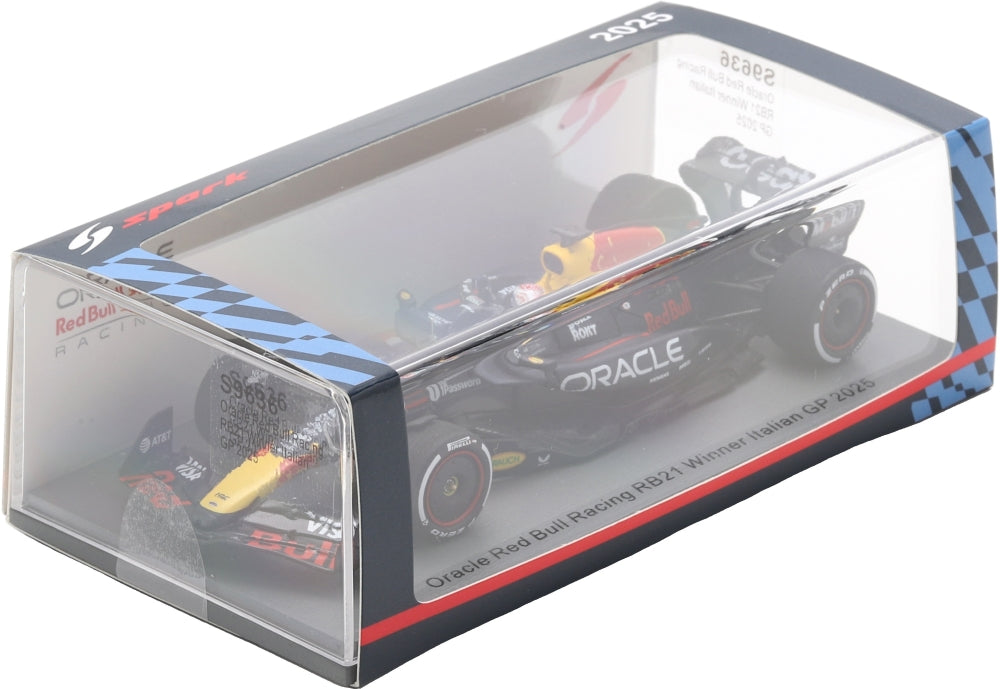 Oracle Red Bull Racing RB21 #1 Winner F1 Italian GP 2025 Vestappen Oracle 50 Wins w/Pit Board 1:43 Scale Resin Car – Spark