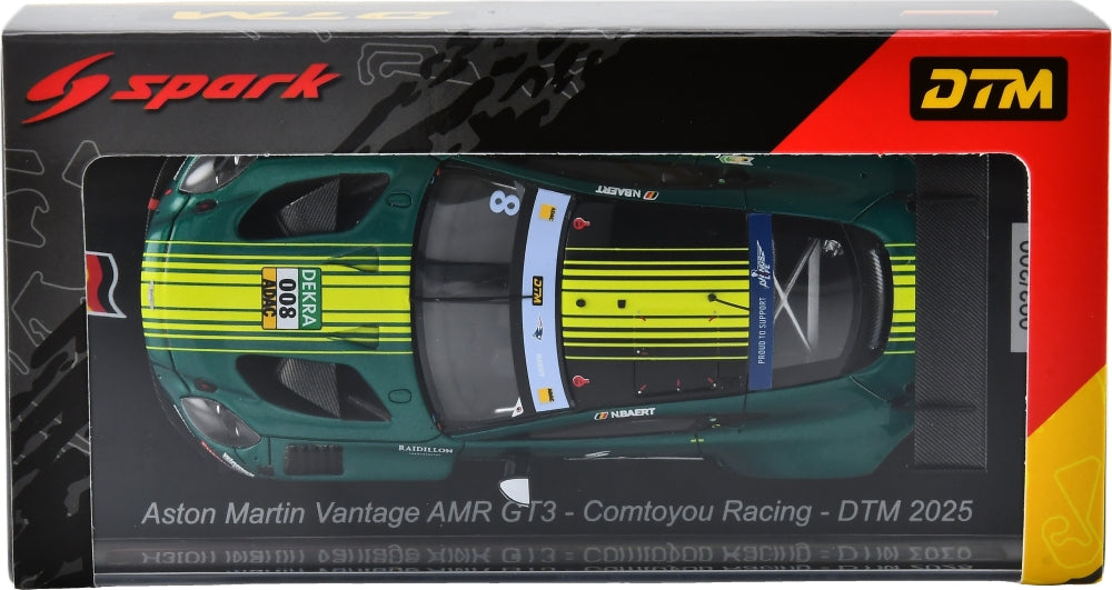 Aston Martin Vantage GT3 #8 Comtoyou Racing DTM 2025 Nicolas Baert 300pcs 1:43 Scale Resin Car – Spark