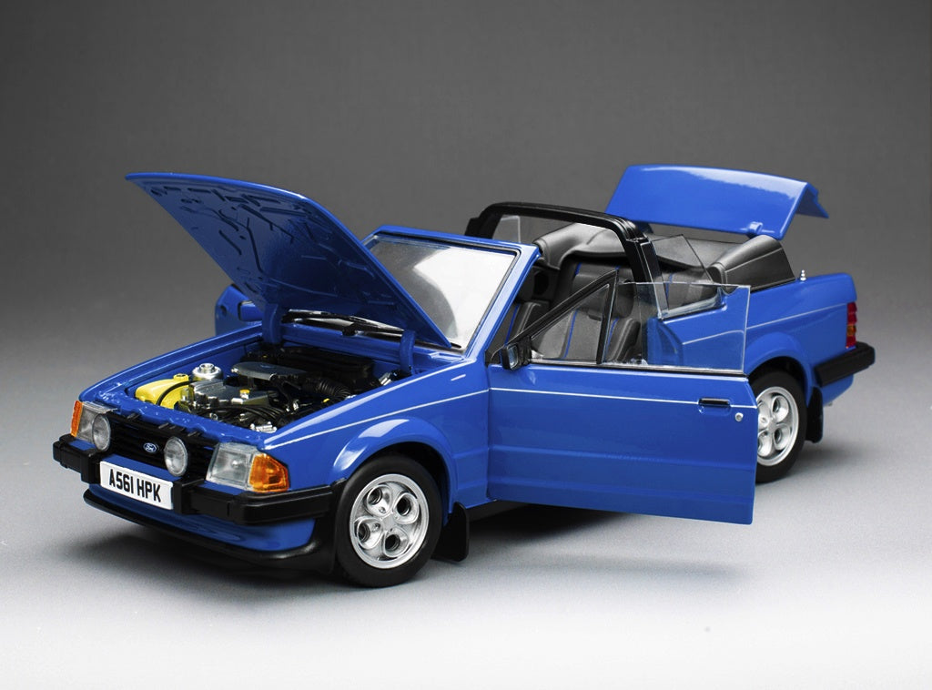 Ford Escort XR3i Cabrio RHD Azure Blue 1:18 Scale Diecast Car – Sun Star
