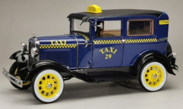 Ford Model A Tudor Blue Taxi 1931 1:18 Scale Sun Star Diecast Model