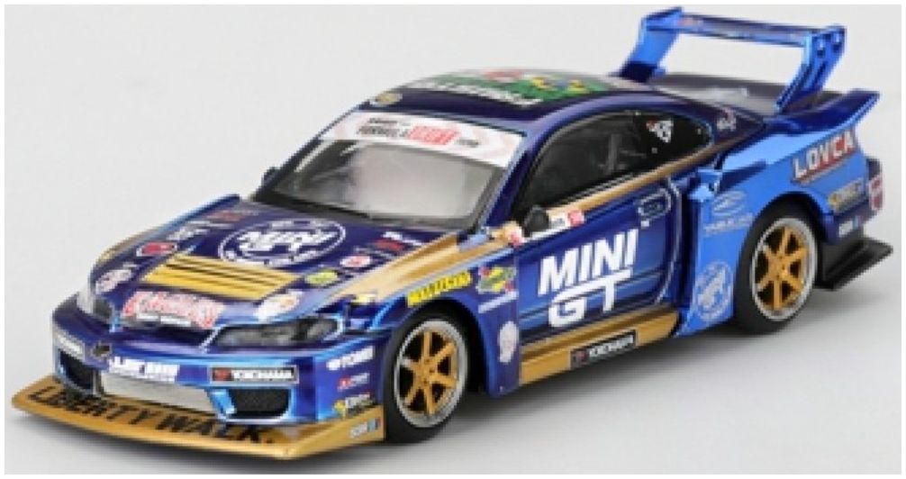Nissan LB-Super Silhouette S15 Silvia #555 Mini GT Liberty Walk 2025 (RHD) Blister Packaging 1:64 Scale Diecast Model Car – MINI GT