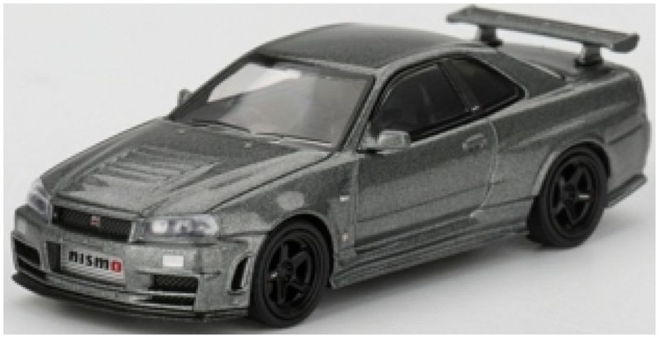Nissan Skyline GT-R Dark Metal Grey (NISMO BNR34 CRS Version) (RHD) 1:64 Scale Diecast Model Car – MINI GT