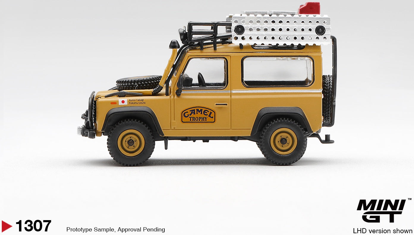 Land Rover Defender 90 1985 Camel Trophy Borneo Team Japan (LHD) Blister Packaging 1:64 Scale Diecast Model Car – MINI GT