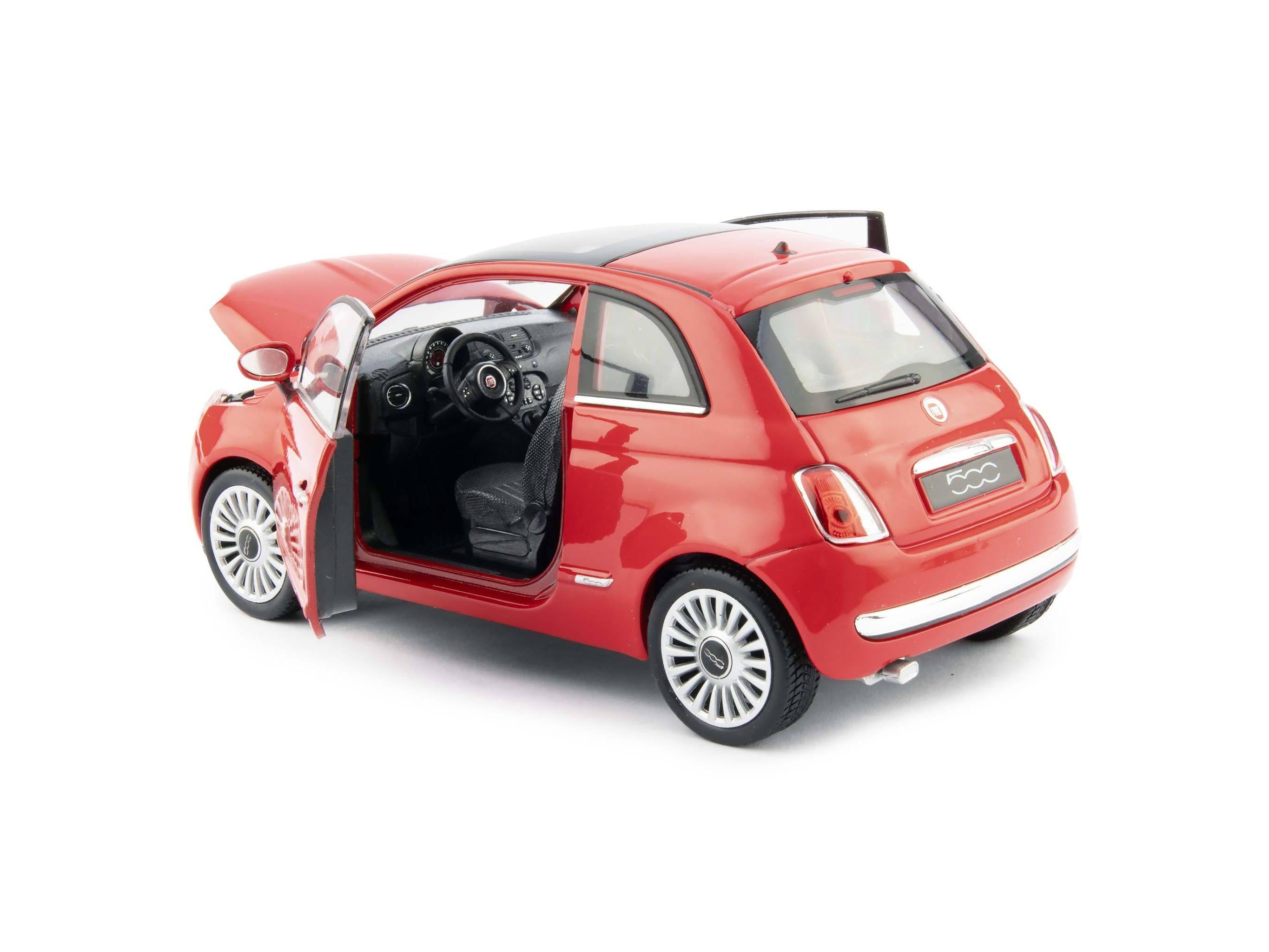 Fiat 500 Diecast Model Car 2007 red - 1:24 Scale-Welly-Diecast Model Centre