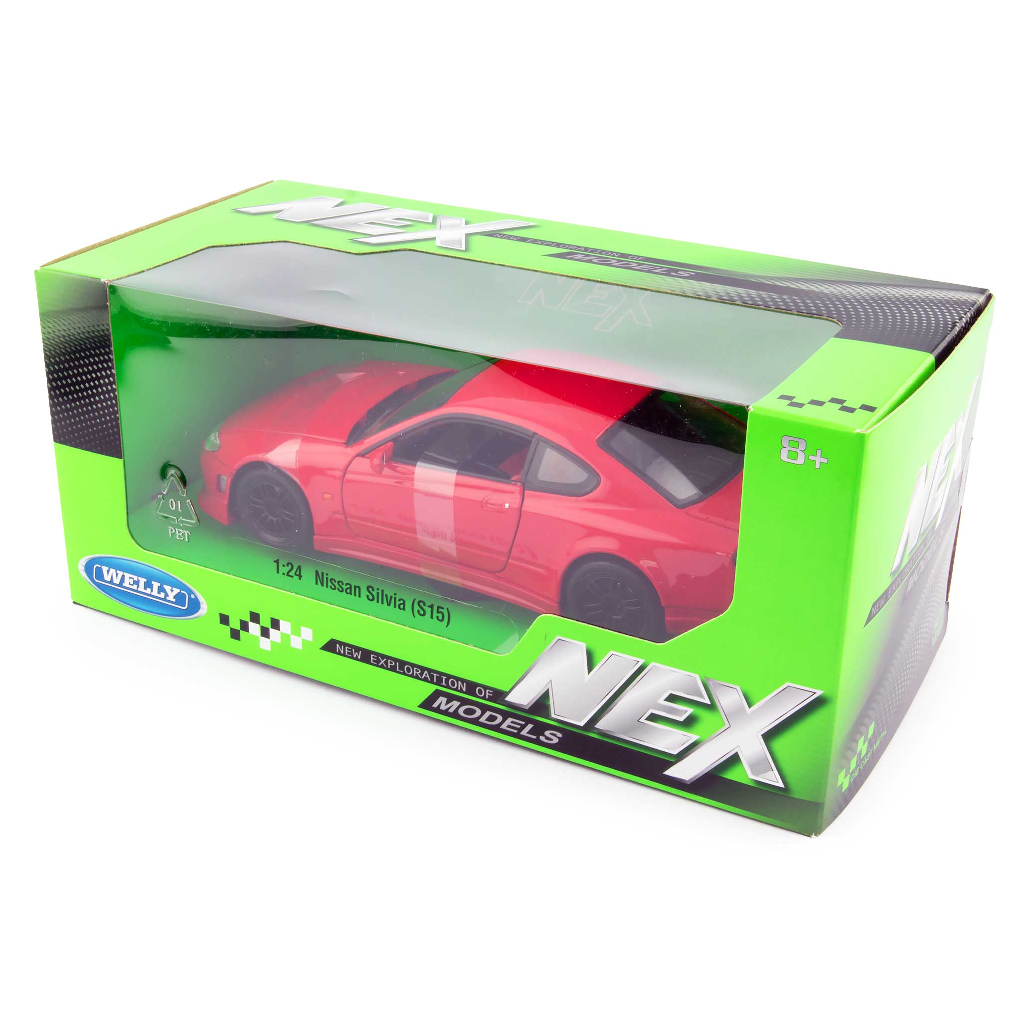 Nissan Silvia S-15 RS-R Diecast Model Car red - 1:24 Scale-Welly-Diecast Model Centre