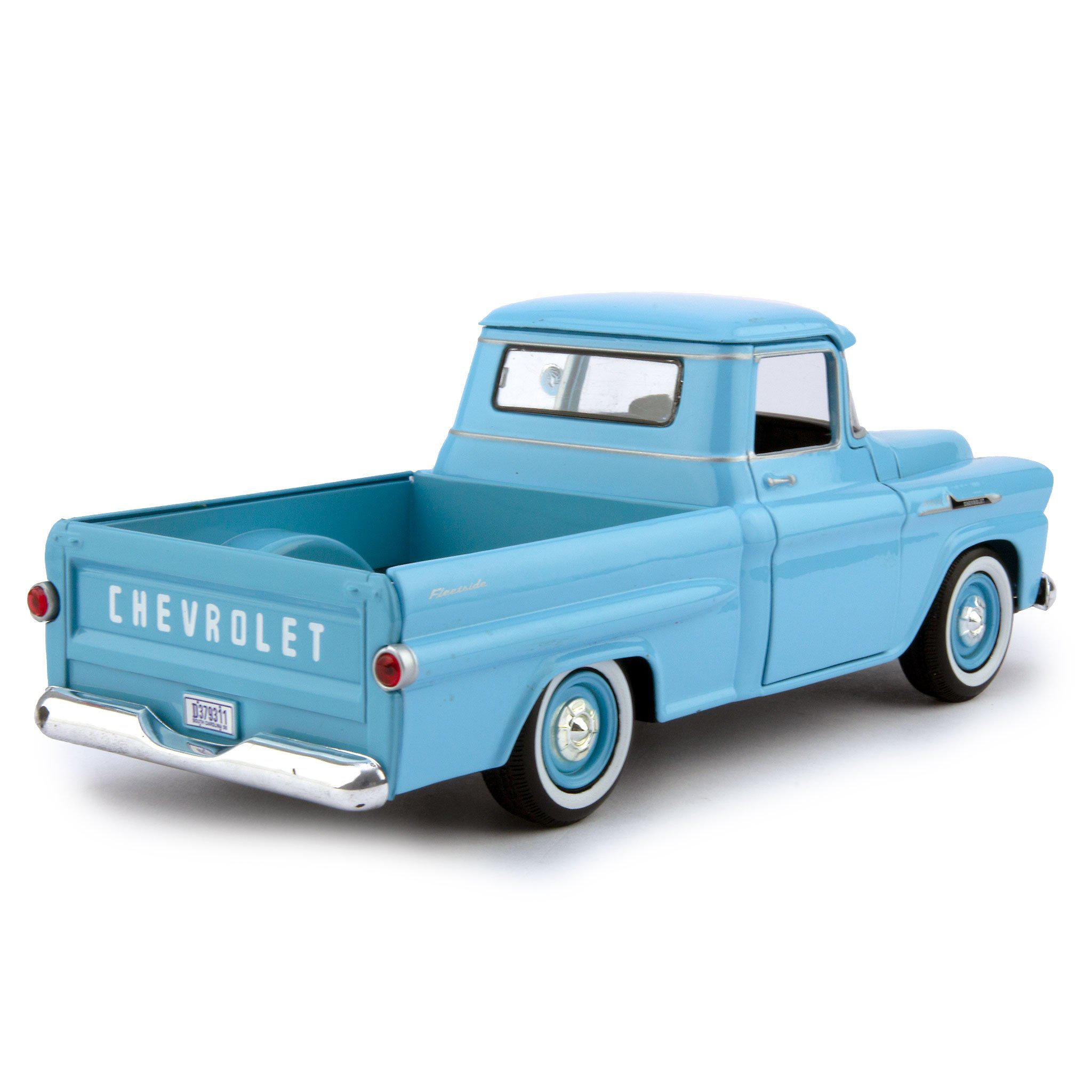 Chevrolet Apache Fleetside Diecast Toy Pickup Truck 1958 blue - 1:24 Scale-Motormax-Diecast Model Centre