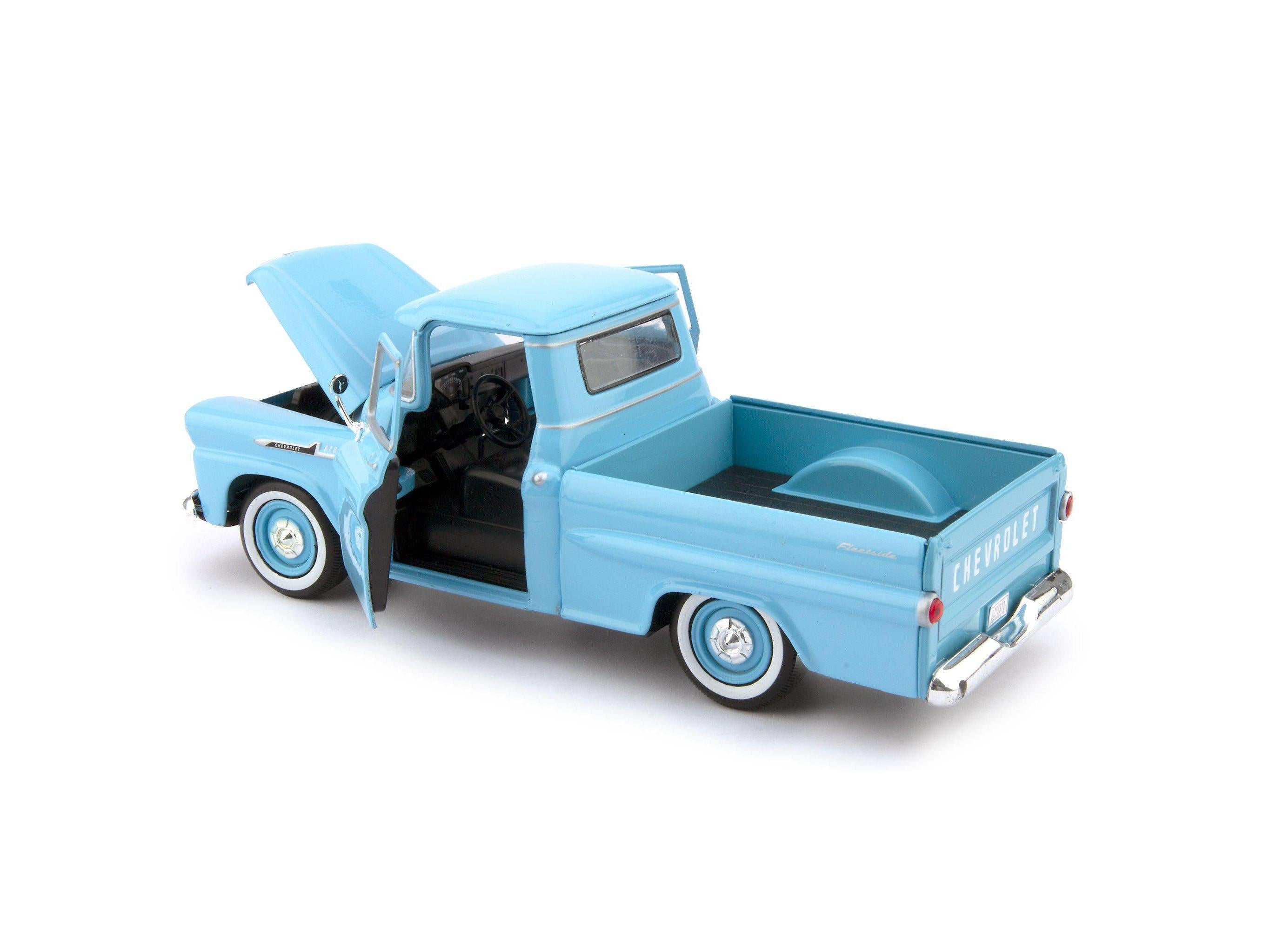 Chevrolet Apache Fleetside Diecast Toy Pickup Truck 1958 blue - 1:24 Scale-Motormax-Diecast Model Centre
