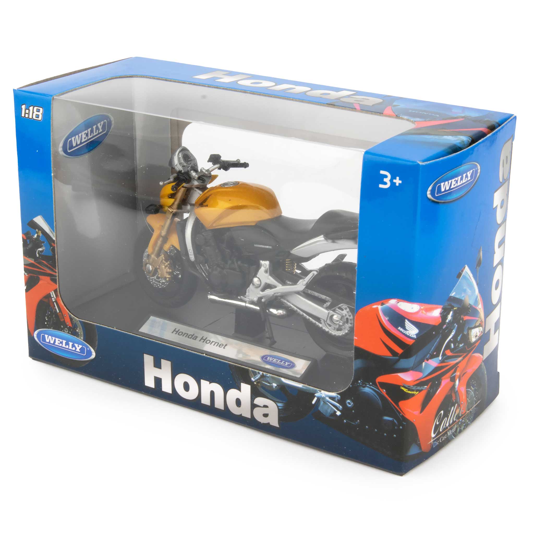 Honda Hornet Diecast Model Motorcycle yellow - 1:18 Scale-Welly-Diecast Model Centre