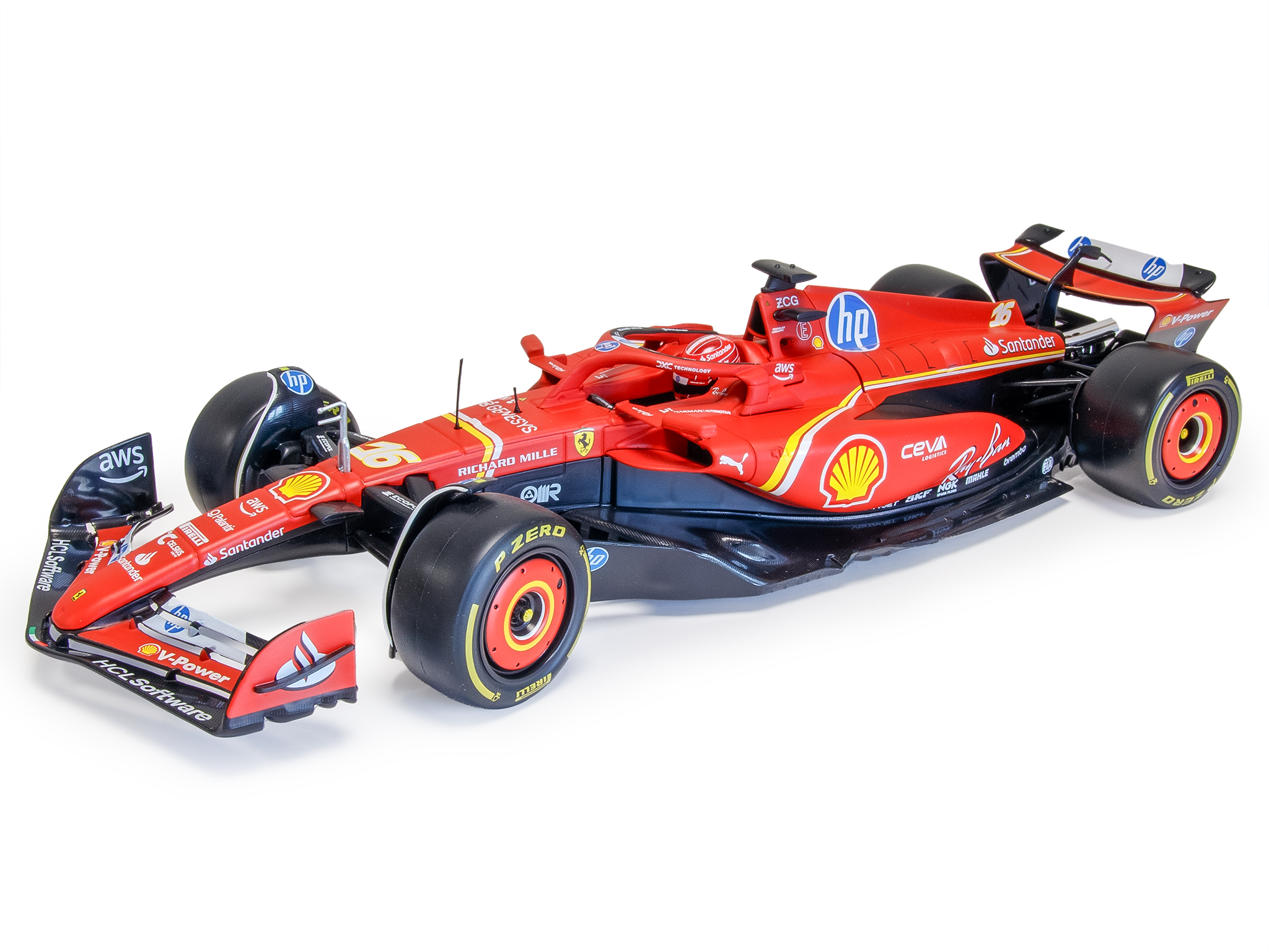 Ferrari SF-24 #16 F1 2024 Charles Leclerc - 1:18 Scale Model Car (w/helmet)