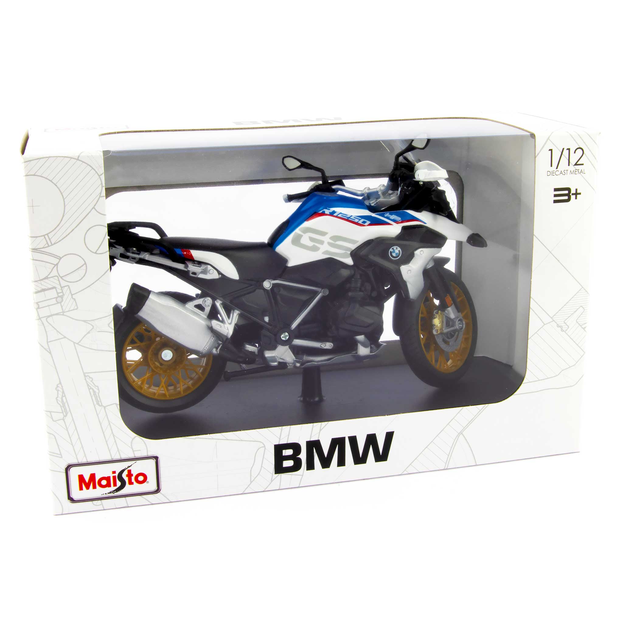 BMW R 1250 GS diecast 1:12 White/Blue Maisto Motorcycle Model