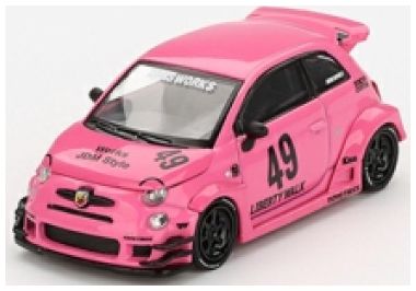 Abarth 595 LB-Works X Abas Works Pink (LHD) (Blister Packaging) 1:64 Scale MINI GT Diecast Model-MINI GT-Diecast Model Centre