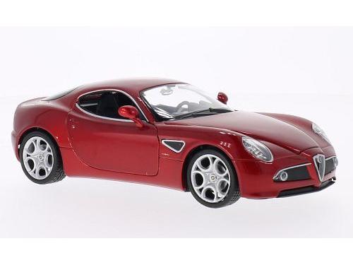 Alfa 8C Competizione Red Metallicallic 1:24 Scale Welly Diecast Model-Welly-Diecast Model Centre