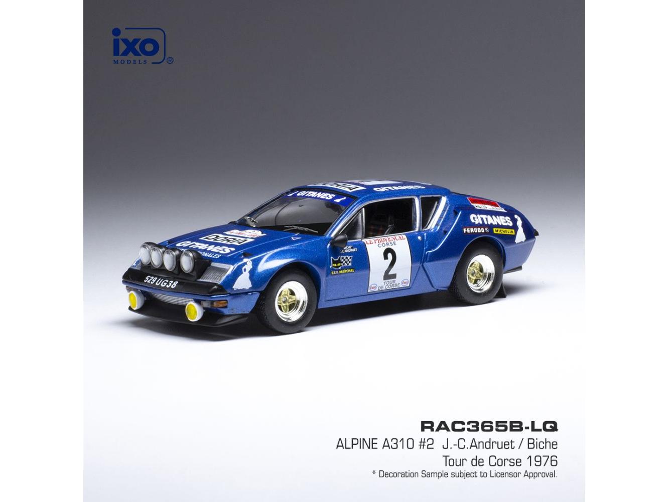Alpine A310 #2 Gitanes Tour de Corse 1976 J-C.Andruet/Biche 1:43 Scale IXO Diecast Model Car-IXO-Diecast Model Centre