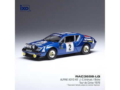 Alpine A310 #2 Gitanes Tour de Corse 1976 J-C.Andruet/Biche 1:43 Scale IXO Diecast Model Car-IXO-Diecast Model Centre