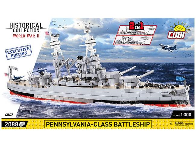 Arizona (BB-39) + USS Pennsylvania (BB-38) (2 in 1) Executive Edition (2088 pcs) Cobi Brick Build Kit-Cobi-Diecast Model Centre