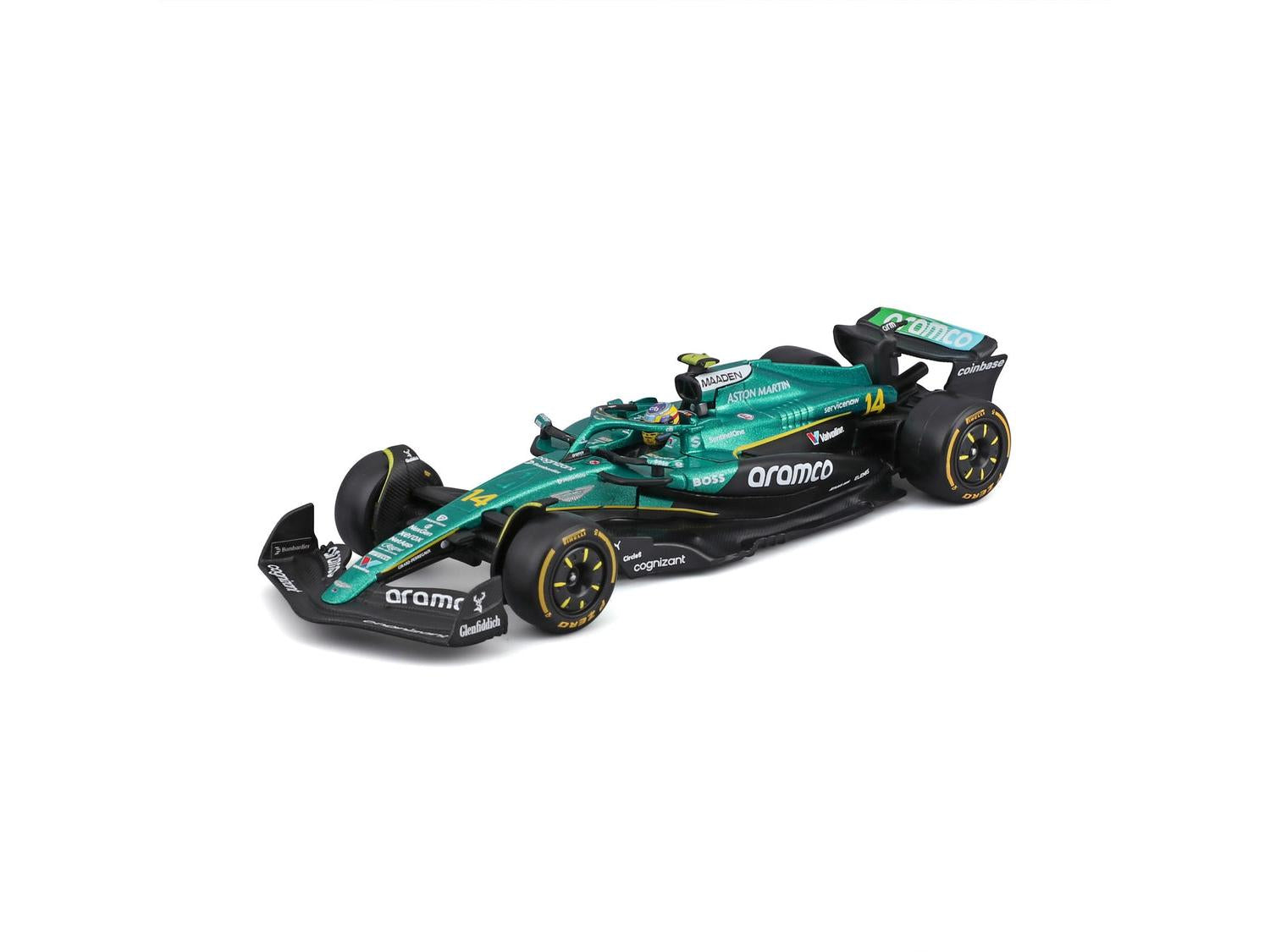Aston Martin AMR 25 F1 2025 #14 Fernando Alonso w/Helmet 1:43 Scale Bburago Diecast Model Car-Bburago-Diecast Model Centre