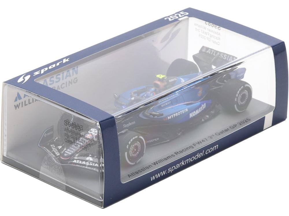 Atlassian Williams FW47 #55 3rd F1 Qatar GP 2025 Carlos Sainz w/Pit Board 1:43 Scale Resin Car – Spark-Spark-Diecast Model Centre