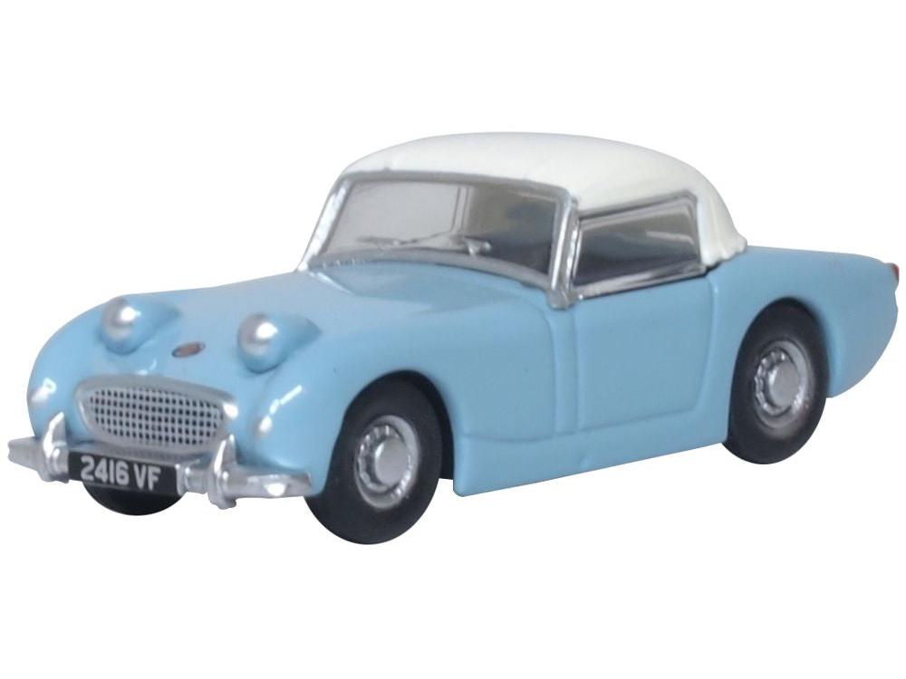 Austin Healey Frogeye Sprite Iris Blue/Old English White 1:76 Scale Diecast Model Car – Oxford Diecast-Oxford Diecast-Diecast Model Centre