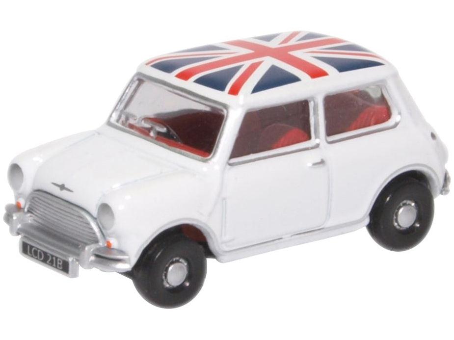 Austin Mini Cooper White Union Jack 1:76 Scale Diecast Car – Oxford Diecast-Oxford Diecast-Diecast Model Centre
