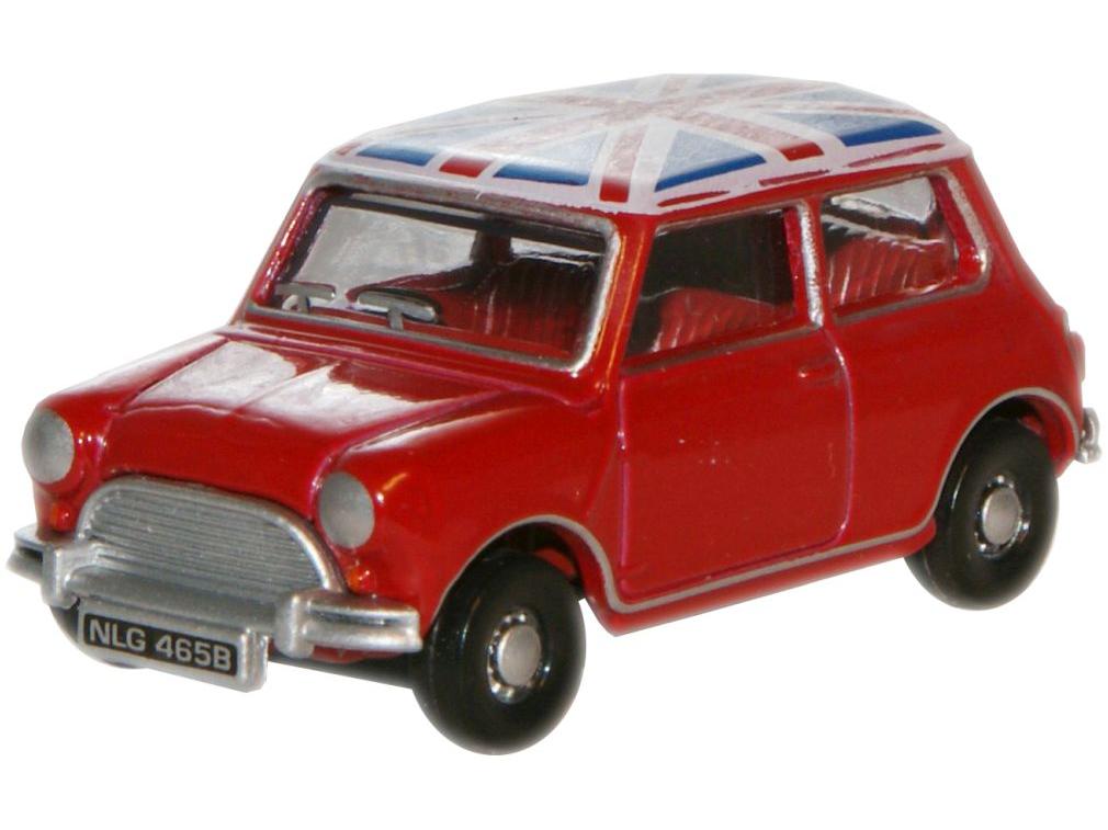 Austin Mini Tartan Red/Union Jack Roof 1:76 Scale Diecast Model Car – Oxford Diecast-Oxford Diecast-Diecast Model Centre