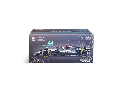 Mercedes-AMG F1 W15 E PERFORMANCE #44 F1 2024 Lewis Hamilton 1:43 Scale Bburago Diecast Model (w/helmet)