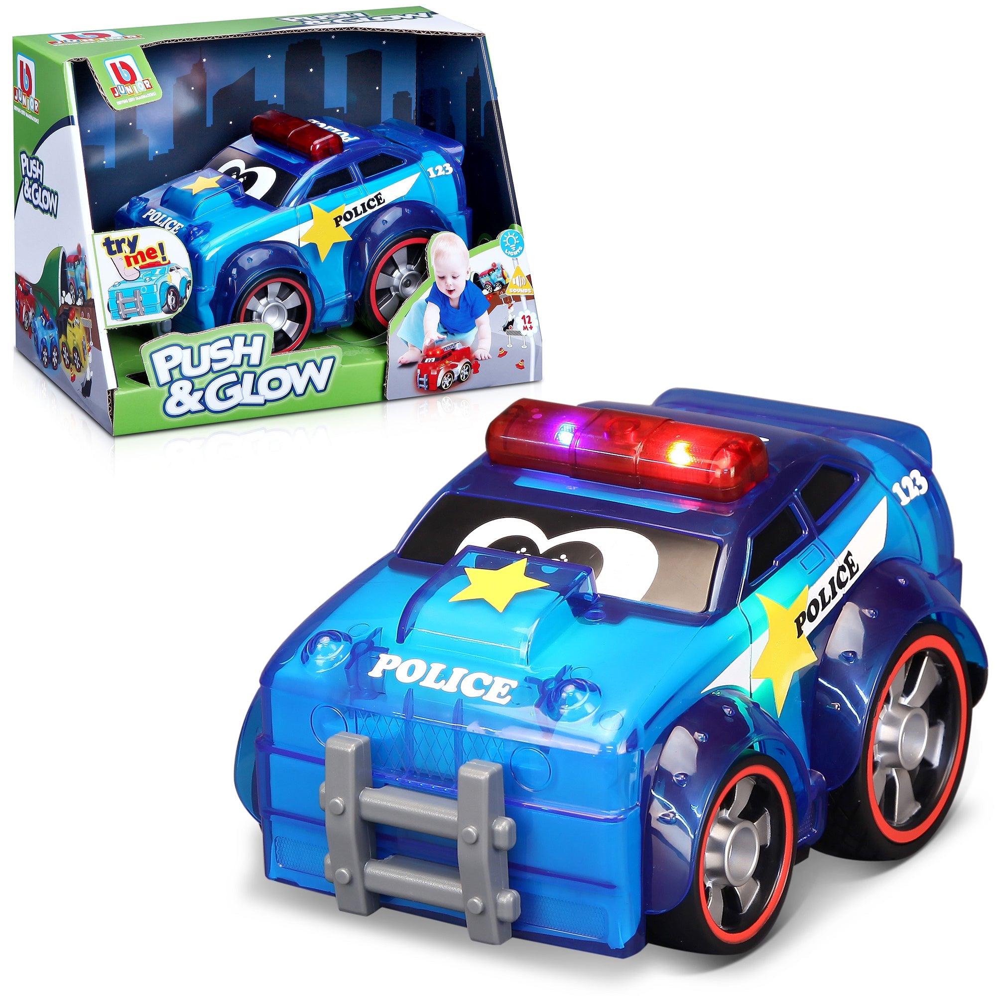 BB Junior Push & Glow Police Car-Bburago-Diecast Model Centre