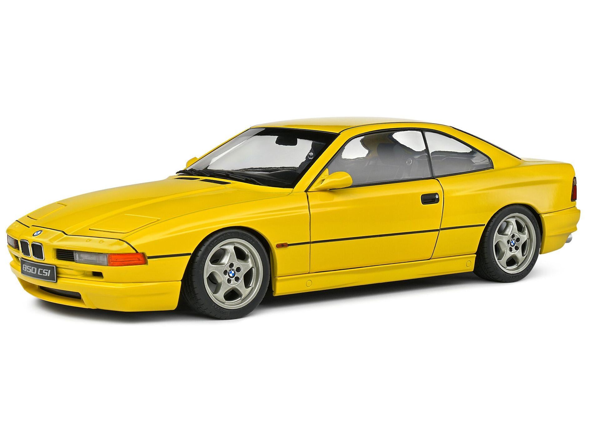 BMW 850 (E31) CSi 1990 Yellow 1:18 Scale Solido Diecast Model-Solido-Diecast Model Centre