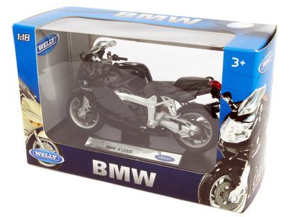 BMW K1200S black - 1:18 Scale Motorbike Model-Welly-Diecast Model Centre