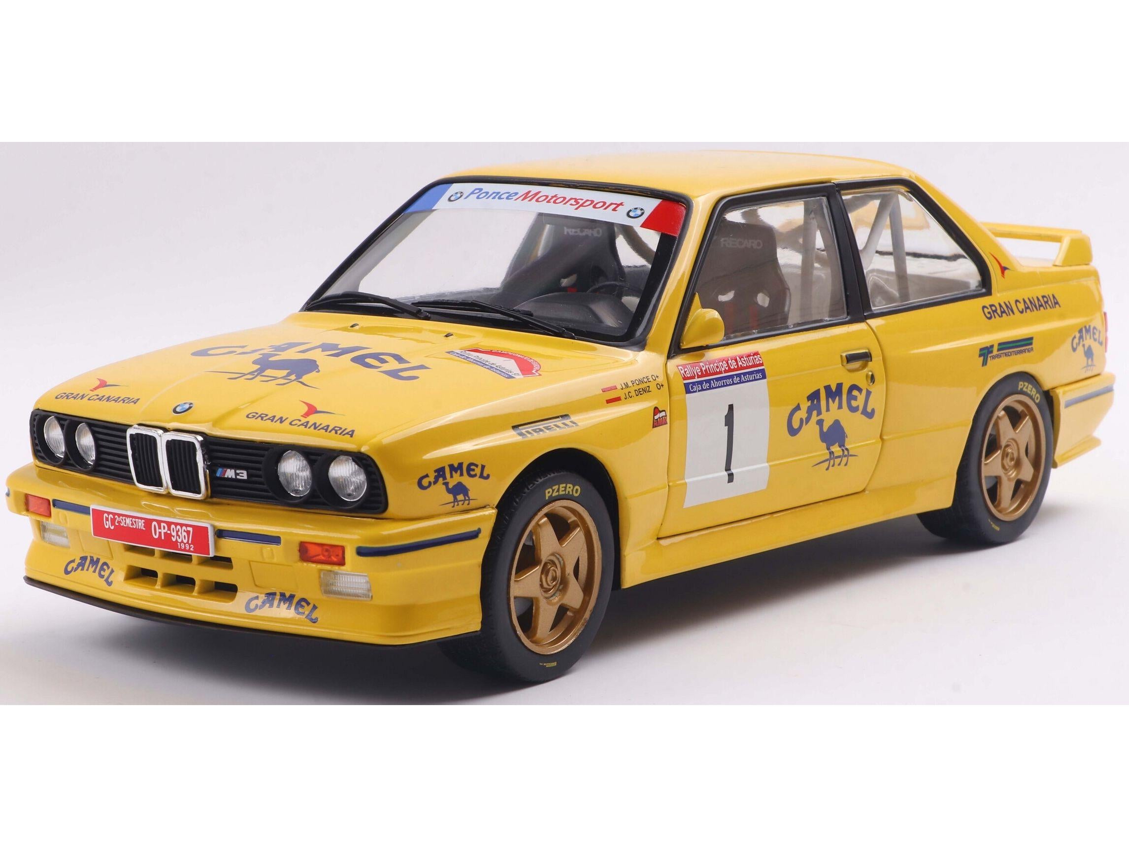 BMW M3 (E30) GR.A #1 J.M.Ponce J.C.Deniz Rally Principe Asturias 1992 1:18 Scale Solido Diecast Model-Solido-Diecast Model Centre