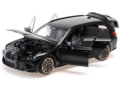 BMW M3 Touring 2024 Matt Black w/Gold Magnesium Wheels/Black Interior Buckets 1:18 Scale Diecast Car – Minichamps-Minichamps-Diecast Model Centre