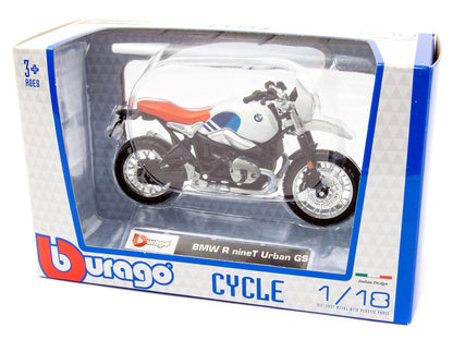 BMW R nineT Urban GS White 1:18 Scale Bburago Diecast Model-Bburago-Diecast Model Centre