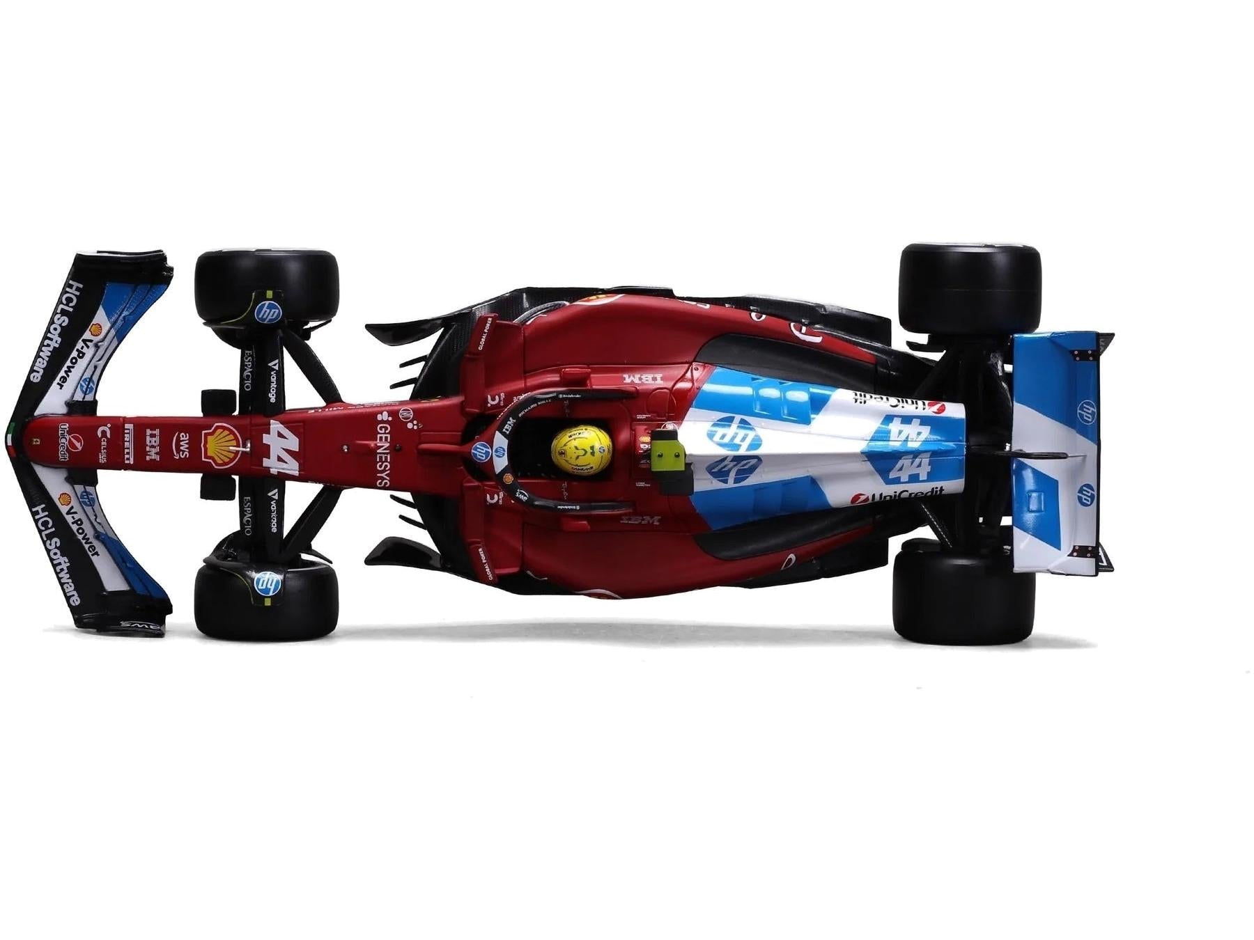 Ferrari SF-25 F1 GP de Miami 2025 con casco #44 Lewis Hamilton Coche de metal fundido a escala 1:24 Bburago