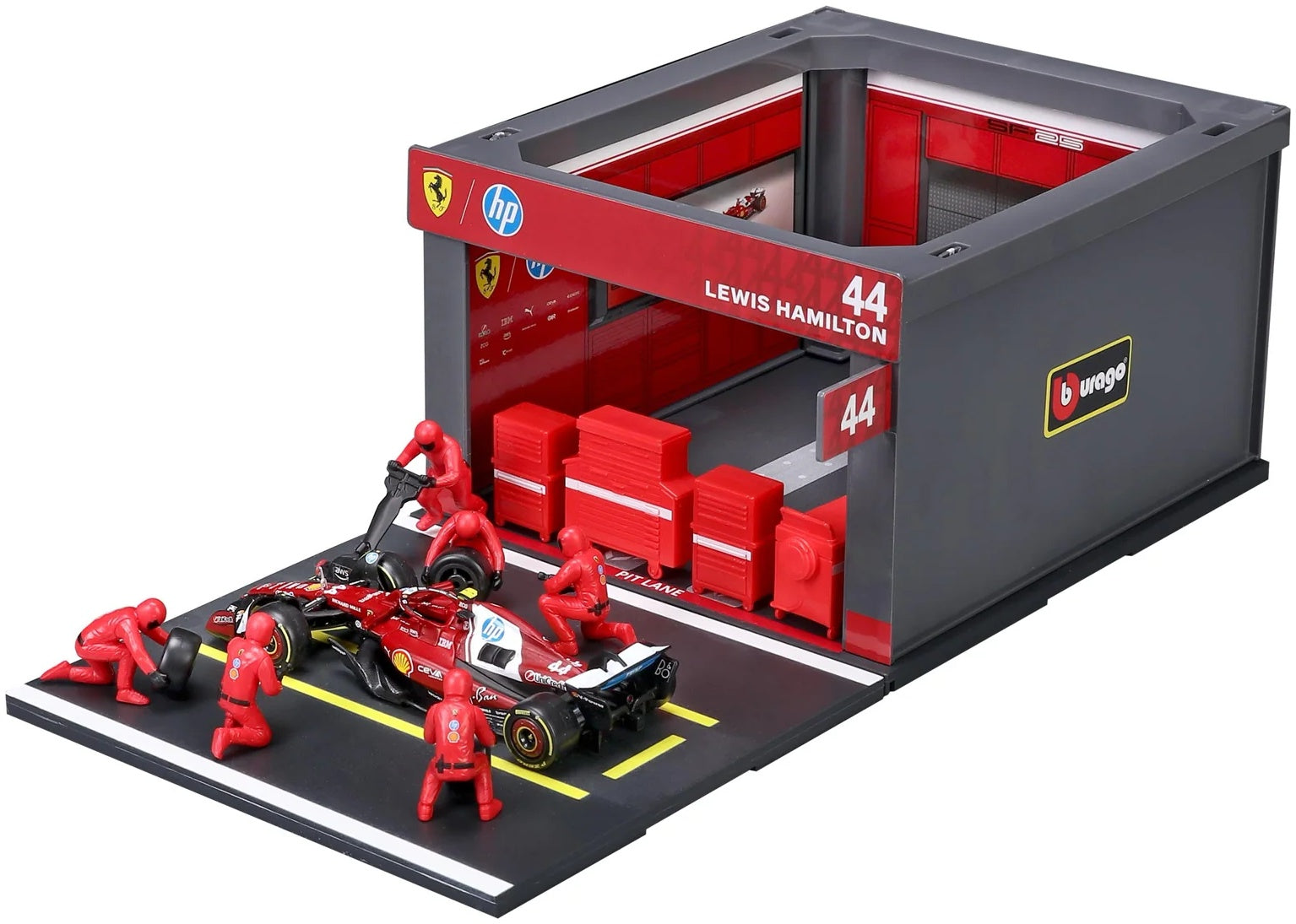 Ferrari SF-25 F1 2025 Lewis Hamilton Pit Pass 1:43 Scale Bburago Diorama