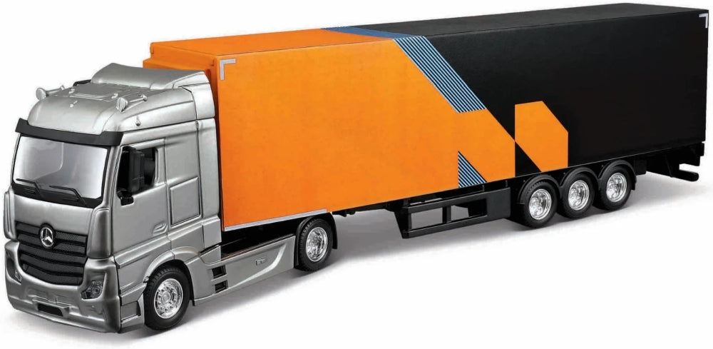 Mercedes-Benz Actros McLaren Racing Transporter 2024 + 1 MCL38 Norris Car 1:43 Scale Model Truck & Cars