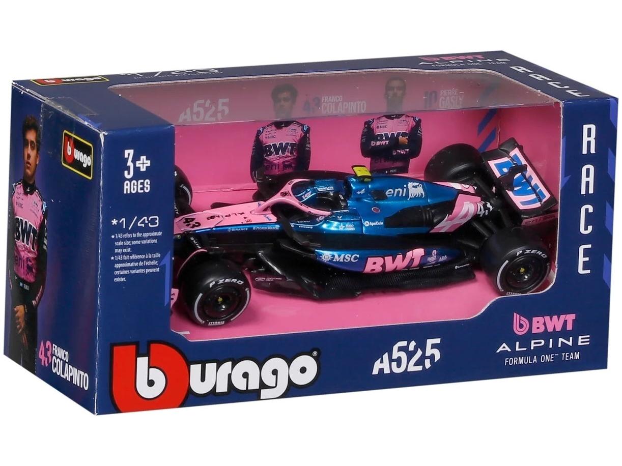 BWT Alpine A525 #43 F1 2025 Franco Colapinto 1:43 Scale Diecast Model Car – Bburago-Bburago-Diecast Model Centre