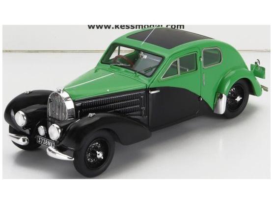 Bugatti 57C s/n.57335 Coupe Aerodynamique Green/Black Closed Roof 1938 1:43 Scale Kess Resin Model-Kess-Diecast Model Centre