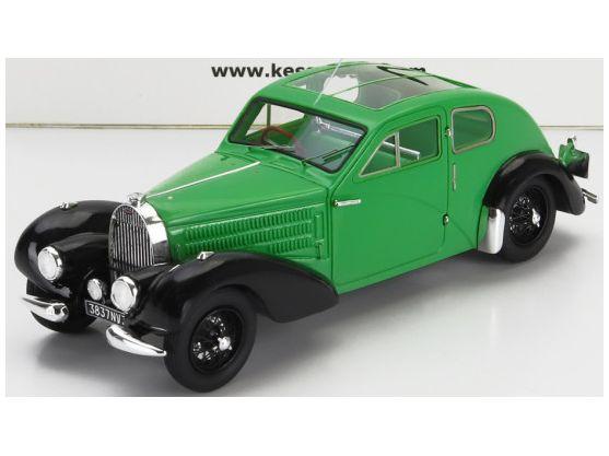 Bugatti 57C s/n.57335 Coupe Aerodynamique Green/Black Panoramic Roof 1938 1:43 Scale Kess Resin Model-Kess-Diecast Model Centre