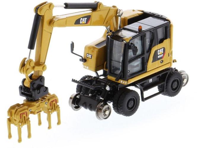 CAT M323F Railroad Wheeled Excavator CAT Yellow 1:87 Scale Diecast Masters Model-Diecast Masters-Diecast Model Centre