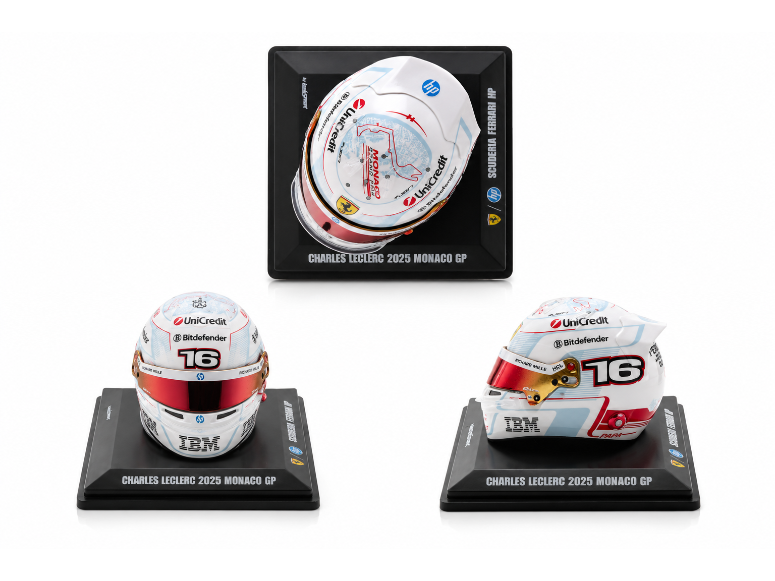 Charles Leclerc F1 Monaco GP 2025 #16 1:5 Scale Resin Replica Helmet – Looksmart-Looksmart-Diecast Model Centre