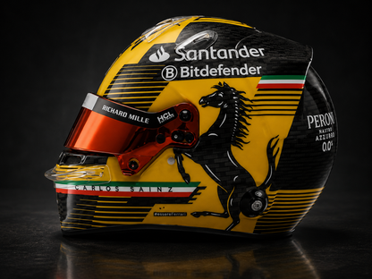 Carlos Sainz F1 Grand Prix d'Italie Monza 2024 Casque Réplique Looksmart en Résine à l'échelle 1:5