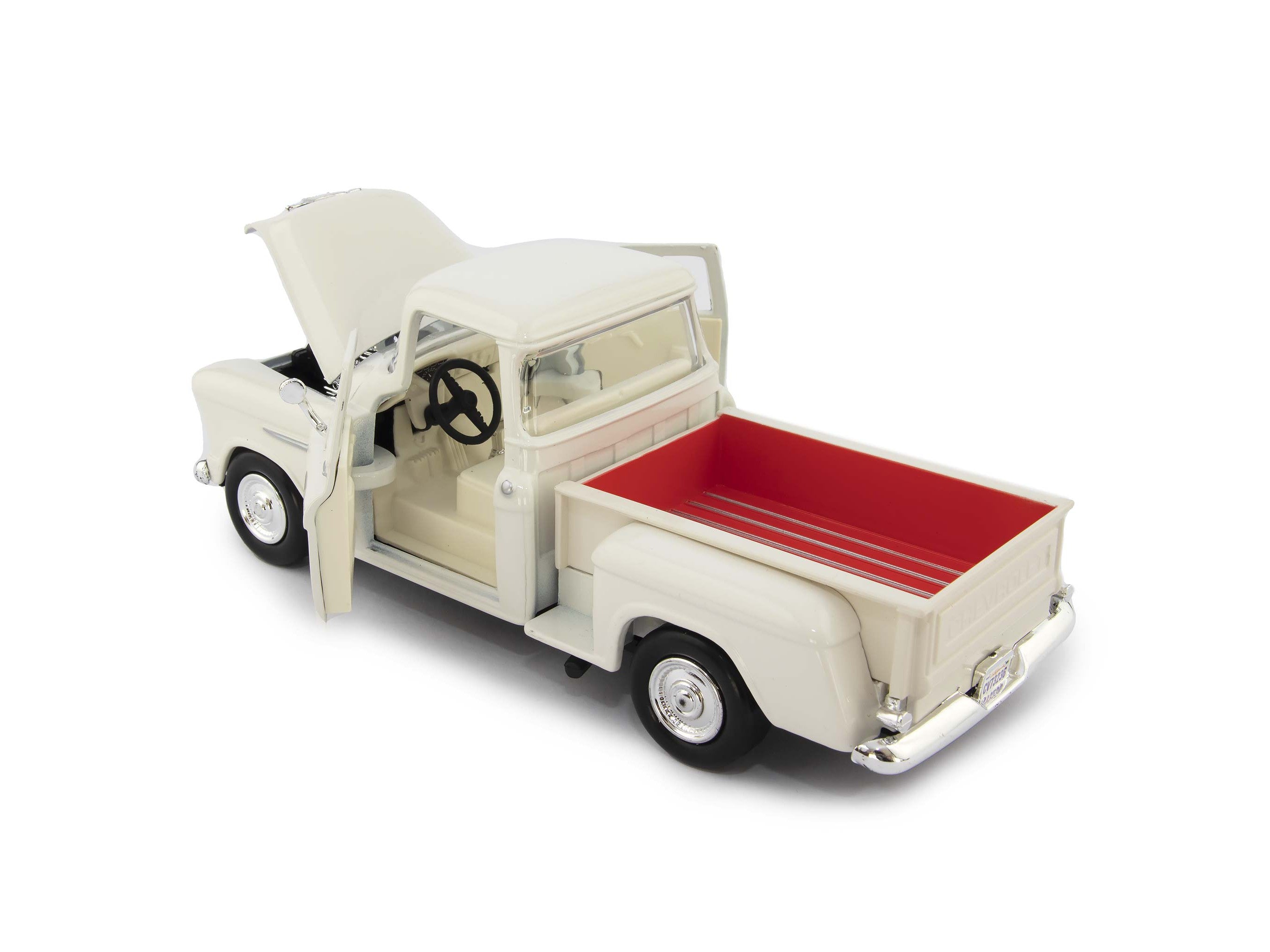 Chevrolet 5100 Stepside 1955 white - 1:24 Scale Model Pickup Truck-Motormax-Diecast Model Centre