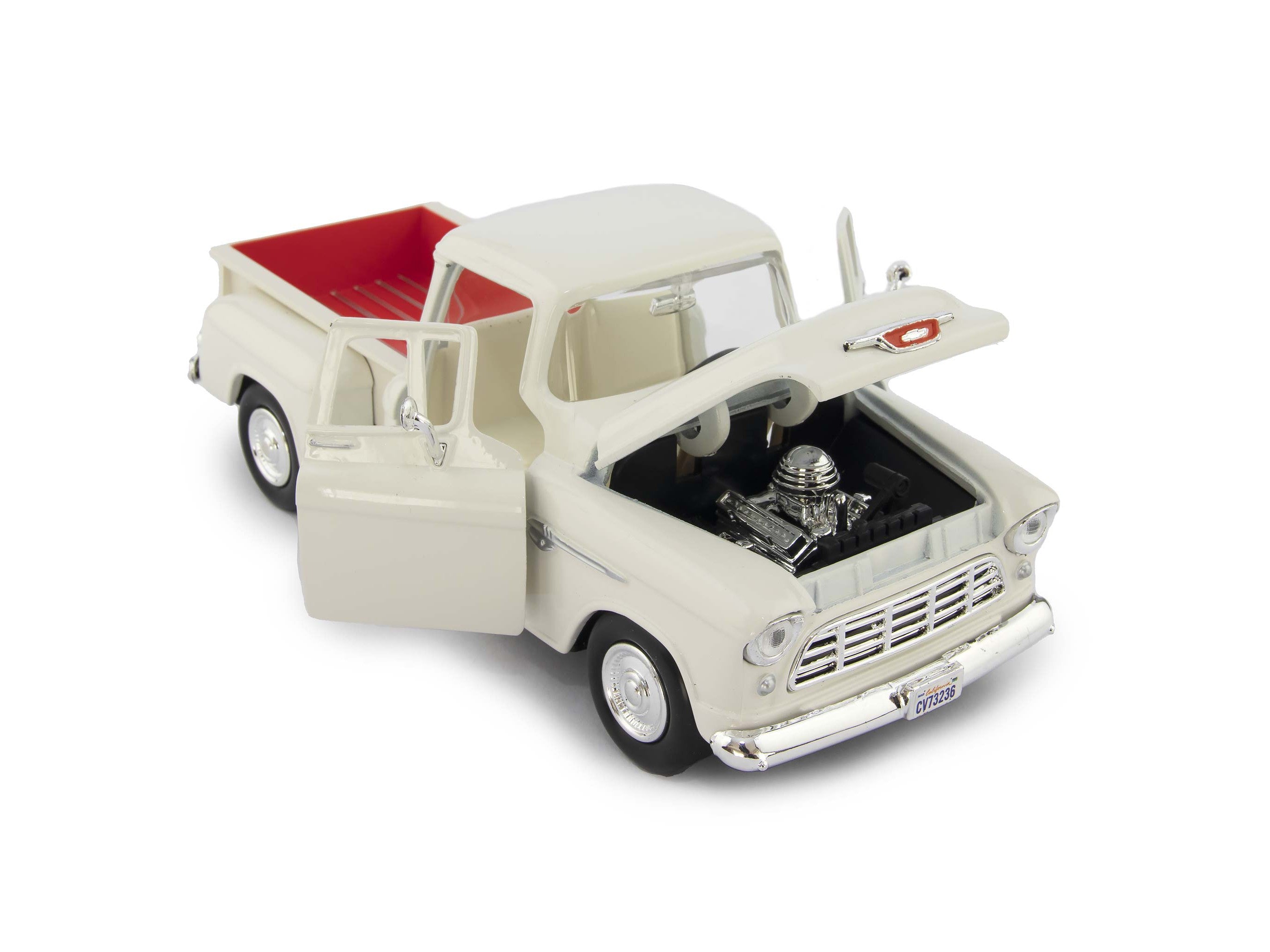 Chevrolet 5100 Stepside 1955 white - 1:24 Scale Model Pickup Truck-Motormax-Diecast Model Centre